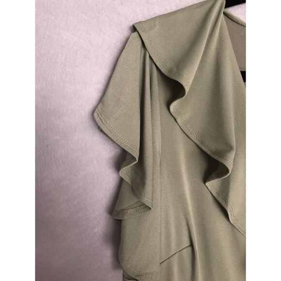 NY Collection Women's Large Petite Flutter Sleeve Ruffle Midi Dress NEW - Picture 3 of 8